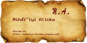 Mihályi Alinka névjegykártya